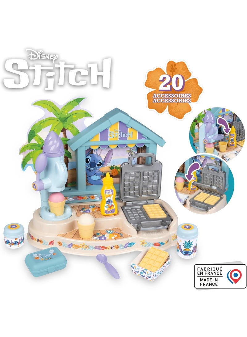 Smoby سموبي - بار الشاطئ ستيتش للأطفال مع 12 ملحقًا - إعداد الآيس كريم والوافل تحت أشجار النخيل - من 3 سنوات - Image 1